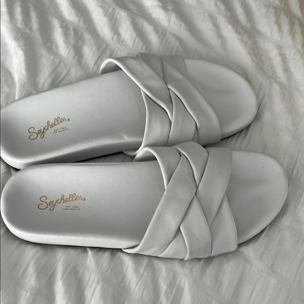 Seychelles White Sandals with Crisscross Straps